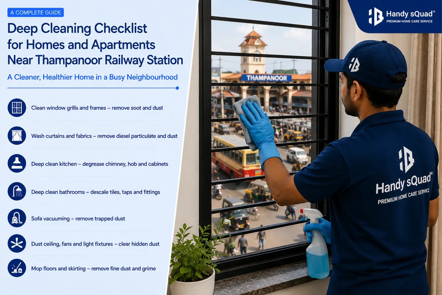Deep Cleaning Checklist for Homes and Apartments Near Thampanoor Railway Station